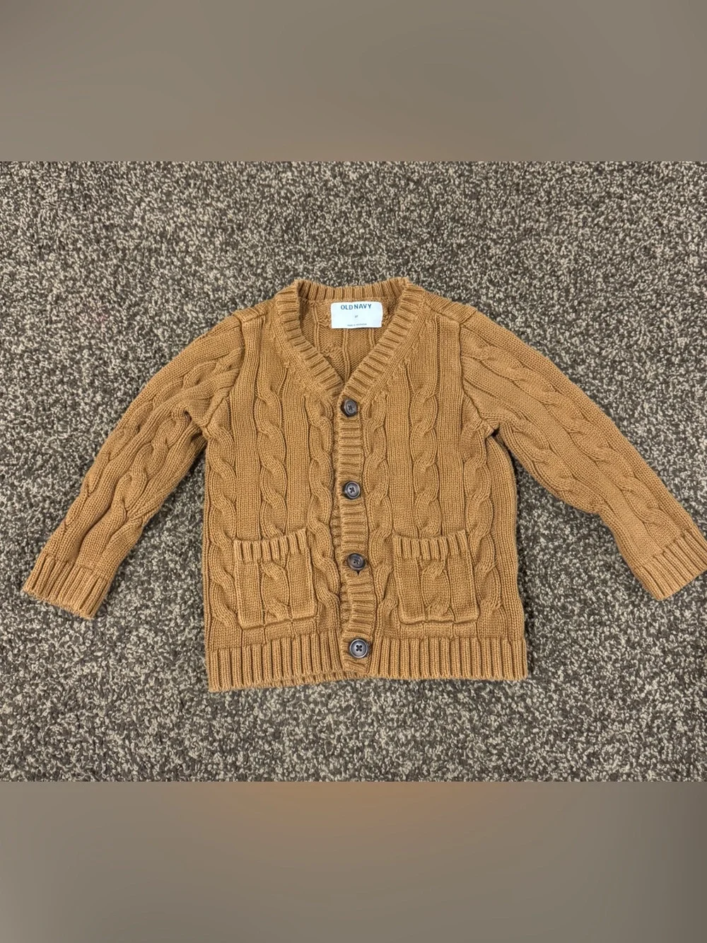 Boys 3T dinosaur long sleeve button-down shirt W/ brown cableknit sweater